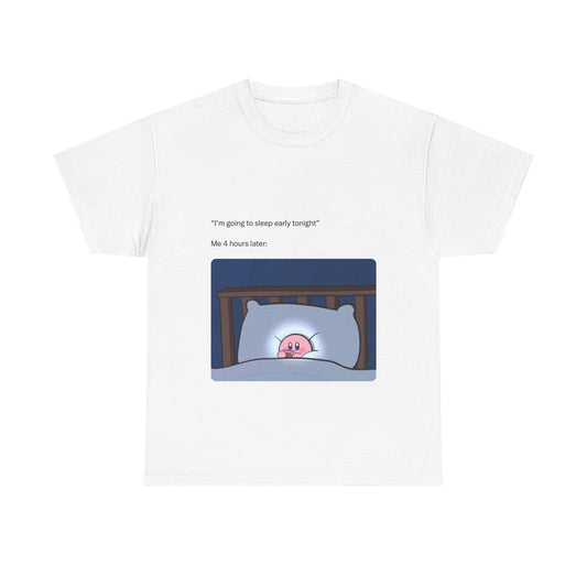 Funny Unisex Heavy Cotton Tee - "I'm Going to Sleep Early Tonight" with Kirby