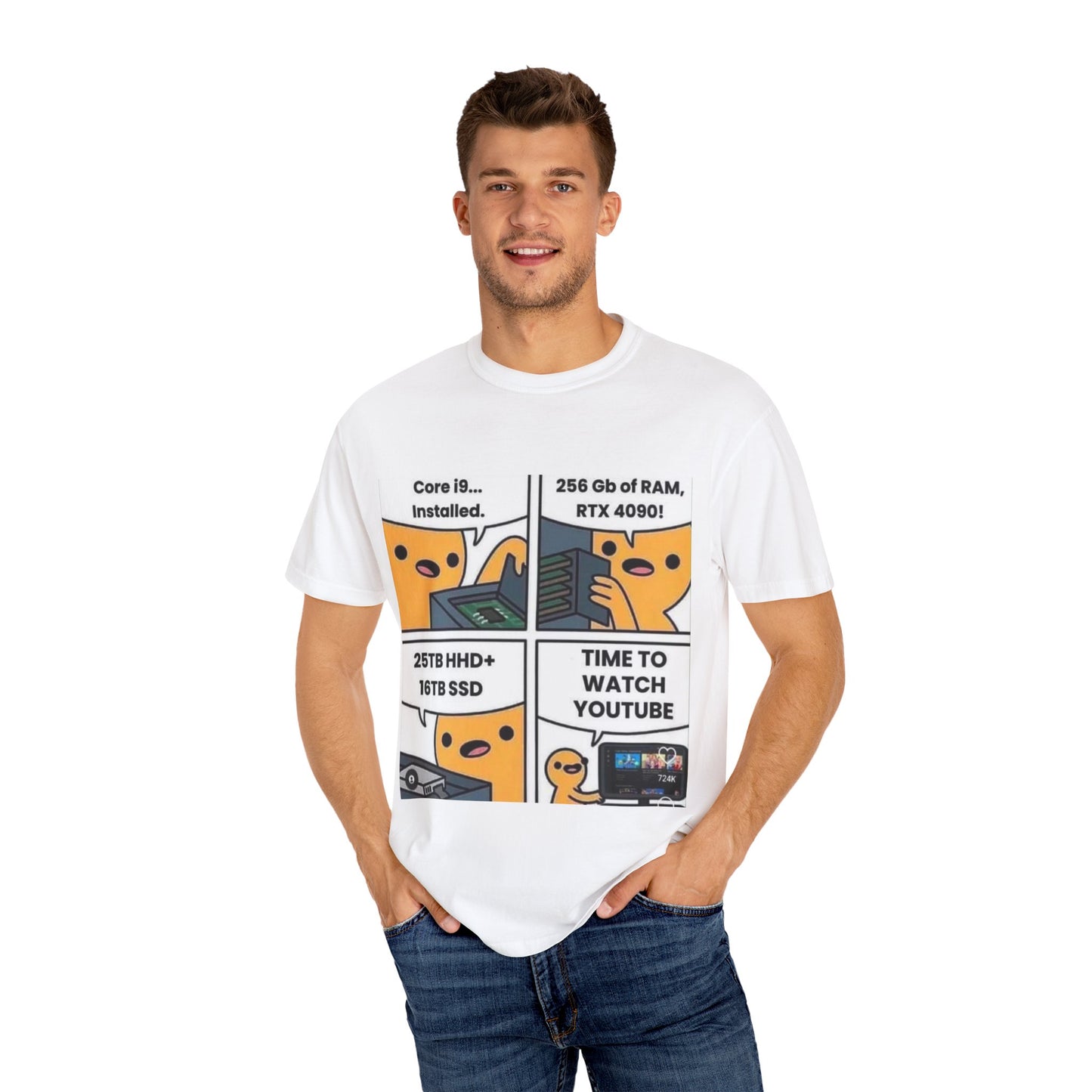 Funny Tech Meme T-Shirt - Time to Watch YouTube - Unisex Garment-Dyed Tee