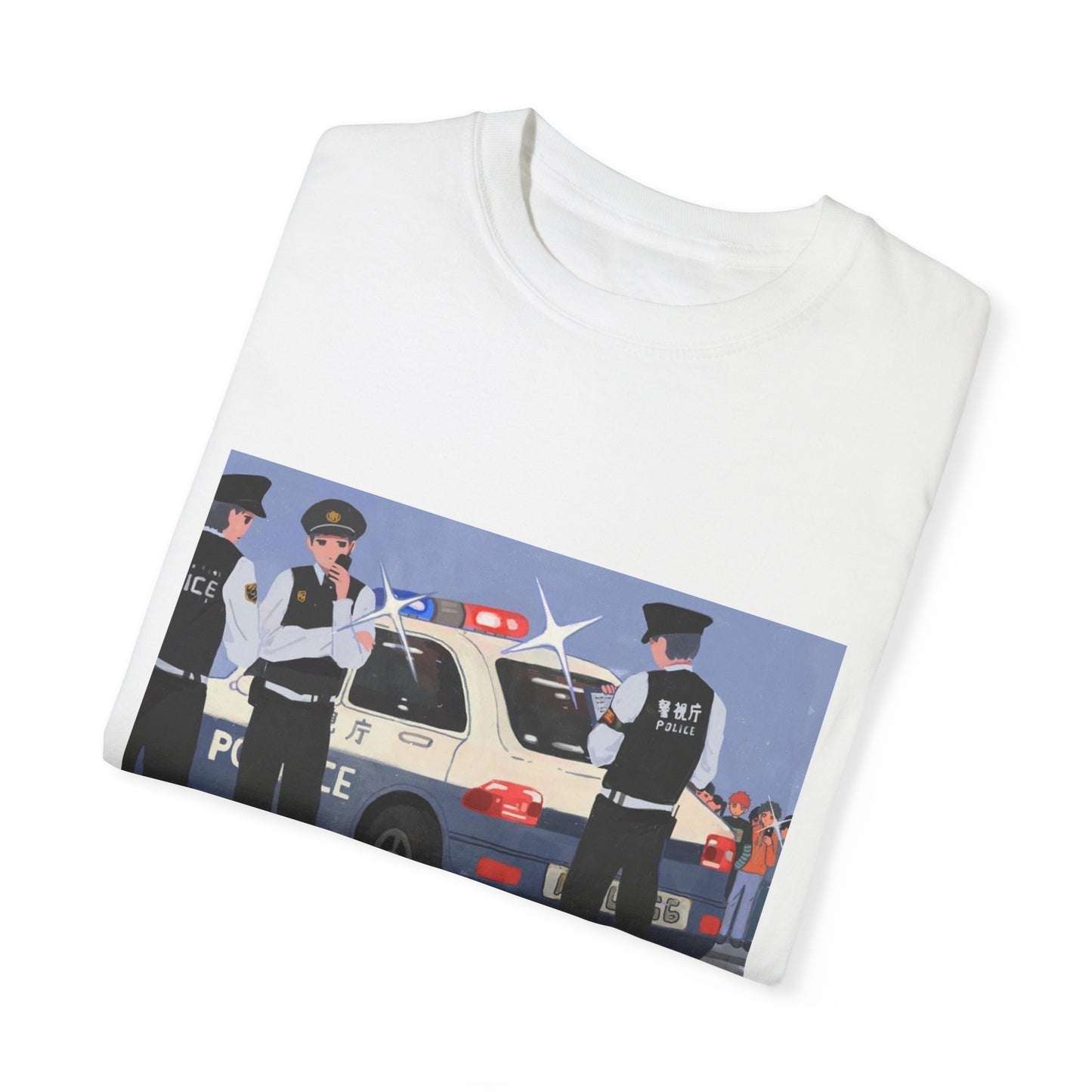 Cute Cat Police Unisex Garment-Dyed T-shirt - Fun & Playful Design for Animal Lovers